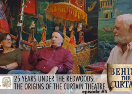Michele, Don, and John in conversation for Behind the Curtain podcast episode 5, celebrating 25 years of the Curtain Theatre under the redwoods.